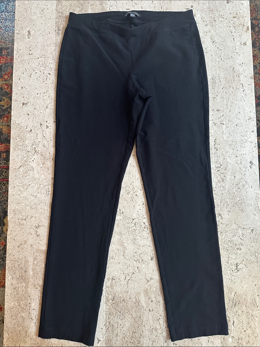 Eileen Fisher Black Cropped Slim Straight-Leg Pants